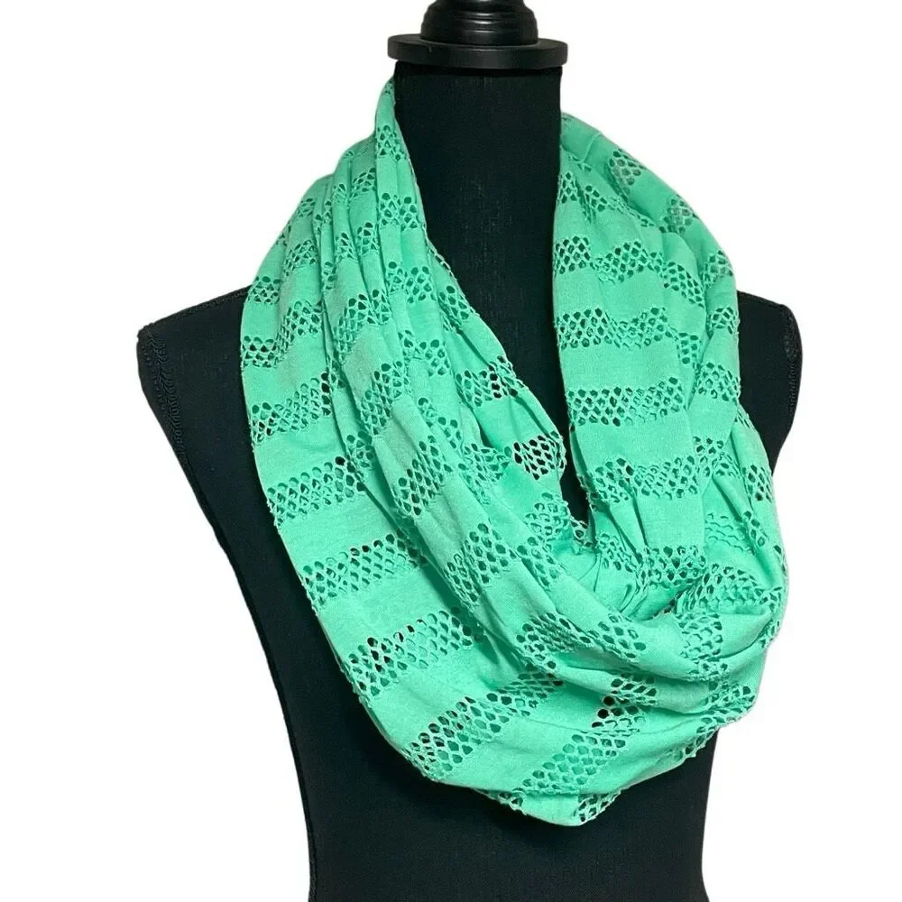 Mint Green Open Weave Infinity Scarf